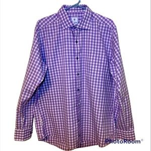 David Donahue Lilac Plaid Button Down Shirt - XL